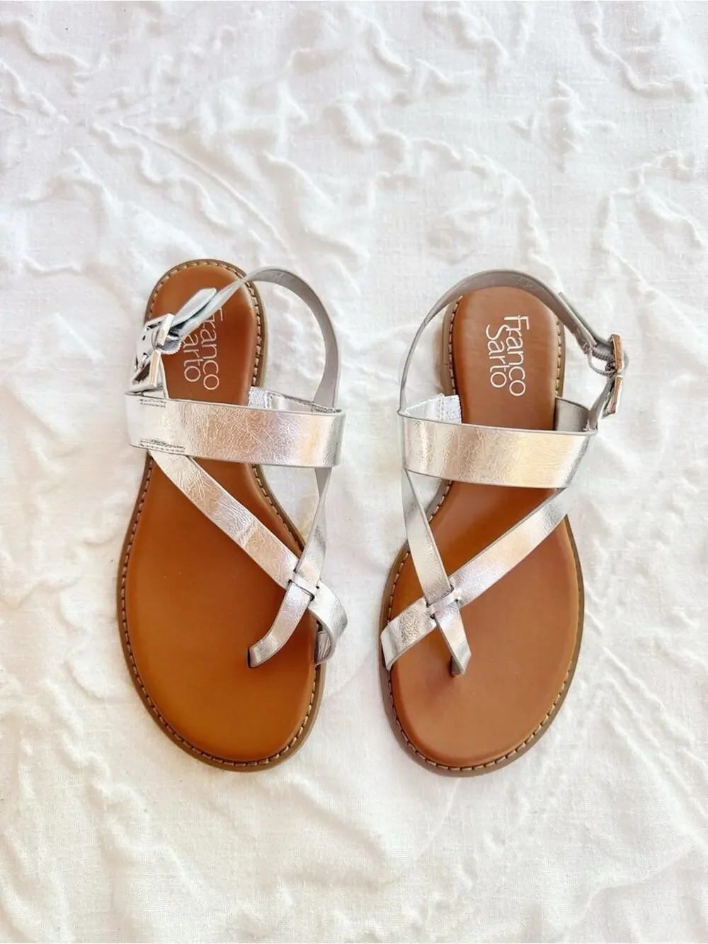 Franco Sarto Gabby Silver Sandals Size 6.5 New